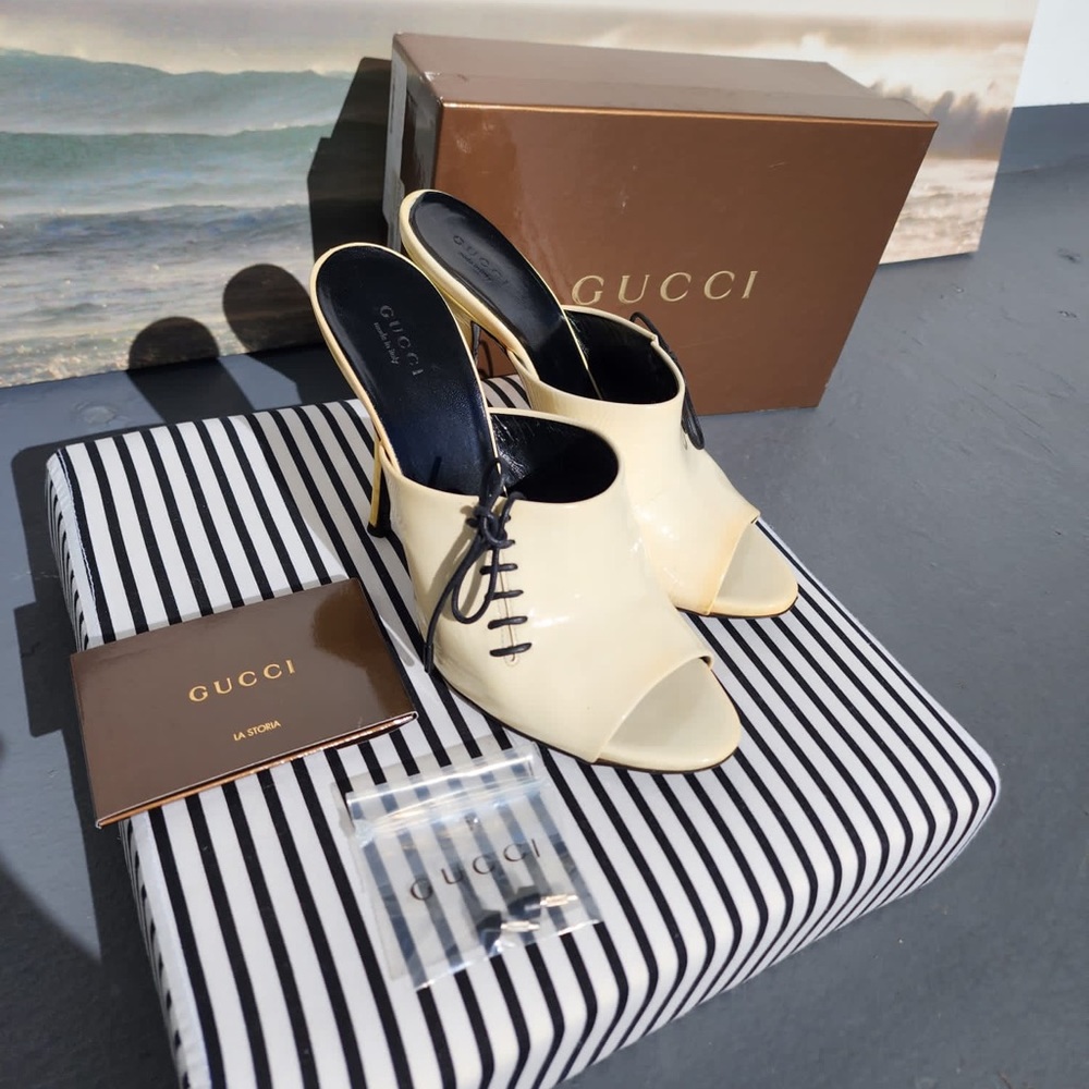Gucci Dress Sand Pelle Leather Off White Sandals